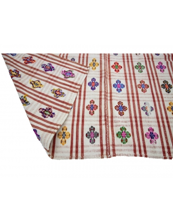 Large Vintage Handwoven Embroidered Kilim - 7`5" x 11`0"
