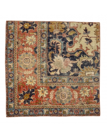 Worn Vintage Small Persian Rug - 3`5" x 3`5"