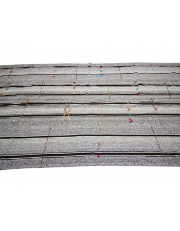 Striped Vintage Modern Turkish Kilim Rug - 5`11" x 11`6"