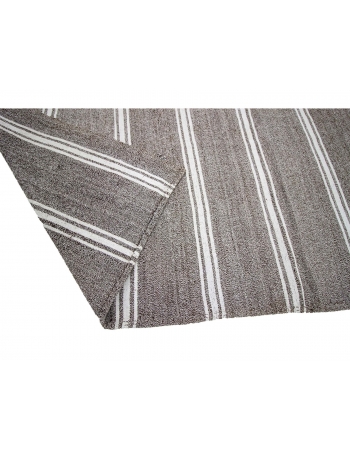 Gray & White Striped Large Kilim Rug - 9`4" x 12`2"