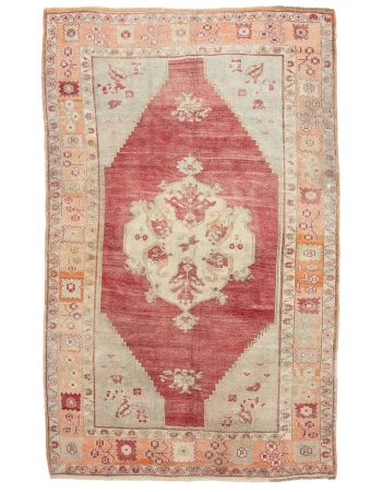 Wool Vintage 1960's Turkish Konya Rug - 5`6" x 9`2"