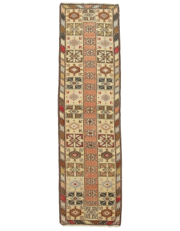 Vintage Decorative Turkish Milas Runner Rug - 2`6" x 9`2"