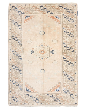 Washed Out Vintage Turkish Milas Rug - 7`1" x 10`5"