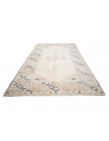 Washed Out Vintage Turkish Milas Rug - 7`1" x 10`5"