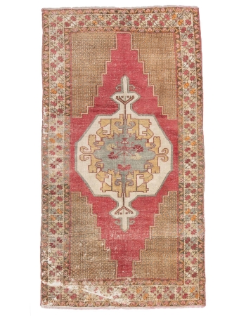 Vintage Worn Turkish Anatolian Rug - 4`11" x 9`4"