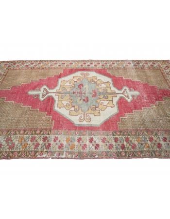 Vintage Worn Turkish Anatolian Rug - 4`11" x 9`4"