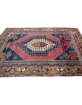 Geometric Vintage Turkish Wool Rug - 5`2" x 8`9"