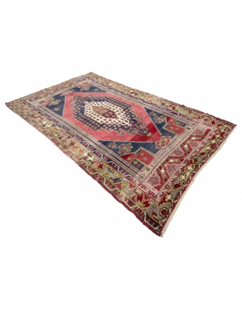 Geometric Vintage Turkish Wool Rug - 5`2" x 8`9"