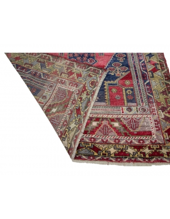 Geometric Vintage Turkish Wool Rug - 5`2" x 8`9"