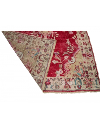 Red Vintage Turkish Konya Rug - 4`7" x 7`1"