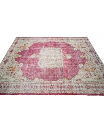 Distressed Vintage Turkish Oushak Rug - 5`11" x 8`0"