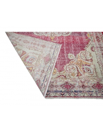 Distressed Vintage Turkish Oushak Rug - 5`11" x 8`0"