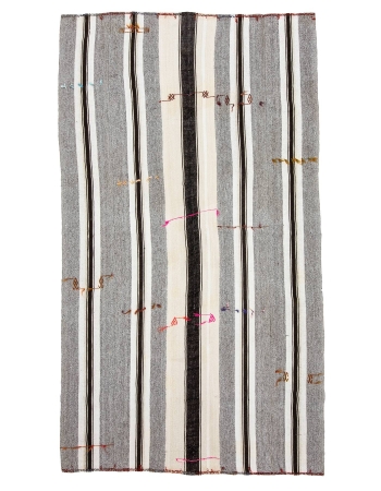 Striped Vintage Modern Turkish Kilim Rug - 6`0" x 10`6"