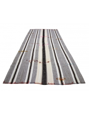 Striped Vintage Modern Turkish Kilim Rug - 6`0" x 10`6"