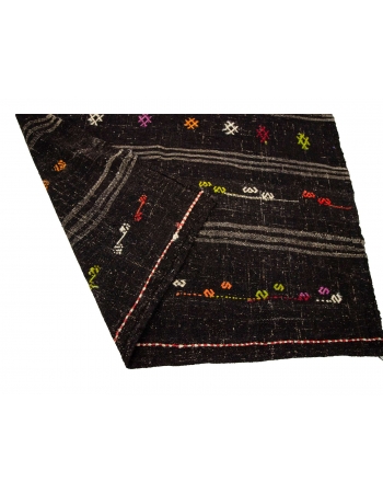 Embroidered Vintage Goat Hair Kilim Rug - 5`5" x 10`7"