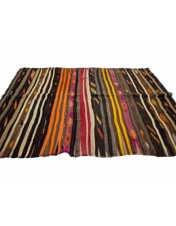 Striped Decorative Vintage Kilim Rug - 5`11" x 9`4"