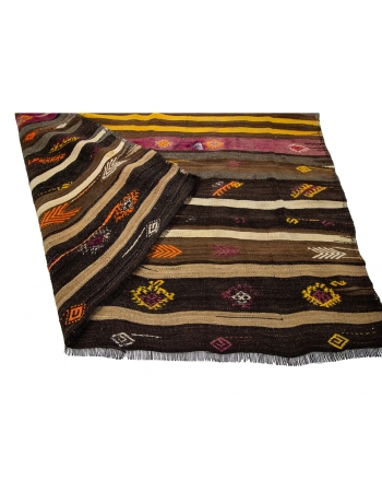 Striped Decorative Vintage Kilim Rug - 5`11" x 9`4"