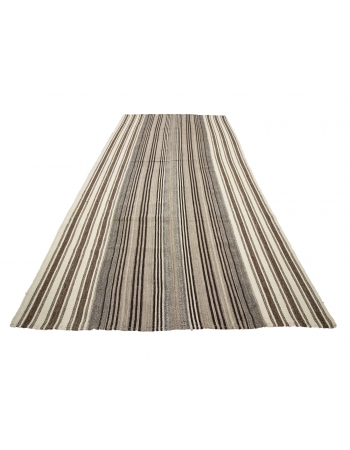 Striped Modern Vintage Turkish Kilim  - 5`11" x 10`8"