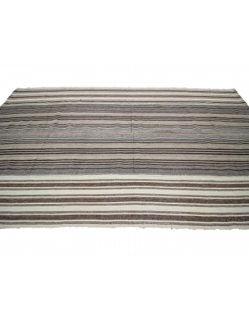 Striped Modern Vintage Turkish Kilim  - 5`11" x 10`8"