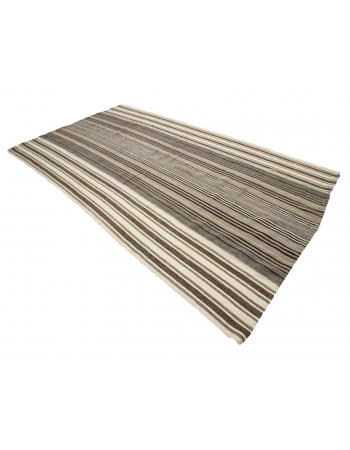 Striped Modern Vintage Turkish Kilim  - 5`11" x 10`8"