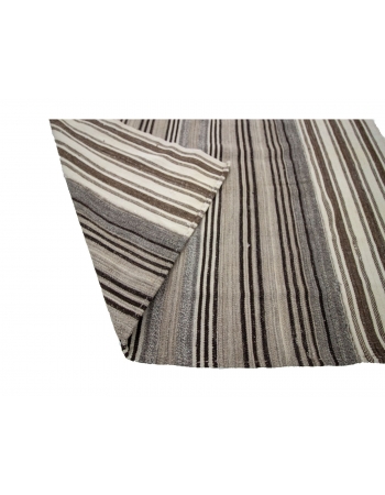 Striped Modern Vintage Turkish Kilim  - 5`11" x 10`8"