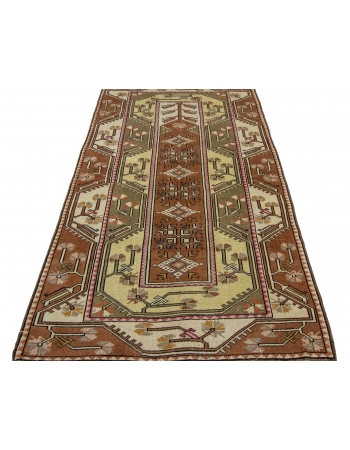 Vintage Turkish Wool Milas Rug - 3`10" x 6`11"