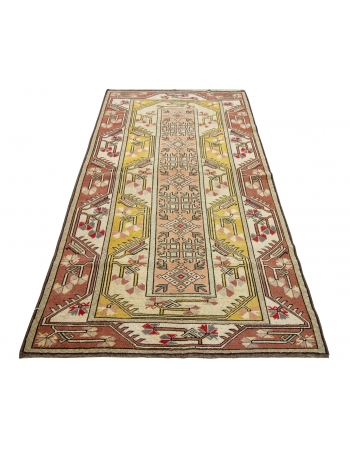 Vintage Turkish Milas Wool Rug - 3`10" x 6`9"