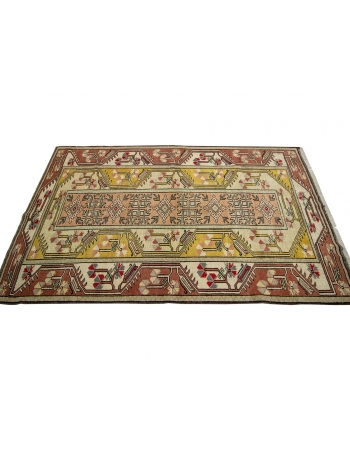 Vintage Turkish Milas Wool Rug - 3`10" x 6`9"