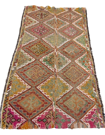 Small Vintage Embroidered Kilim Rug - 2`6" x 4`7"