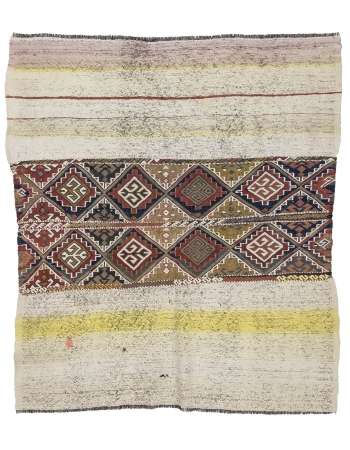 Unique Vintage Small Decorative Kilim - 4`7" x 5`1"