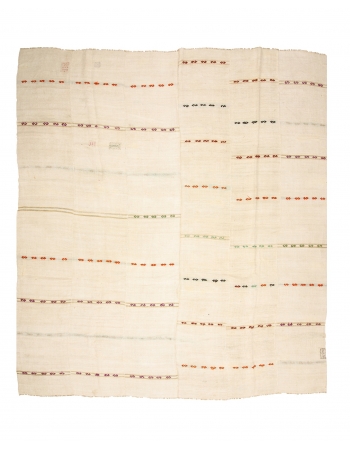 Vİntage Striped Hemp Kilim Rug - 12`8" x 13`5"