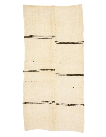 Striped Vintage Turkish Hemp Kilim Rug - 6`3" x 12`2"