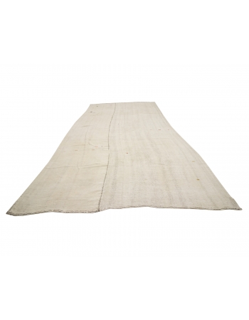 Oversized Vintage White Hemp Kilim Rug - 8`6" x 15`11"