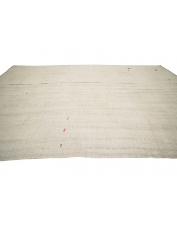 Oversized Vintage White Hemp Kilim Rug - 8`6" x 15`11"