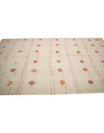 Embroidered Large Vintage Hemp Rug - 6`4" x 12`8"