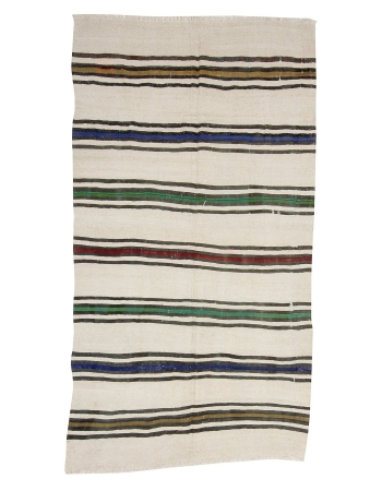 Striped Vintage Hemp Kilim Rug - 4`11" x 9`0"