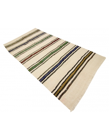 Striped Vintage Hemp Kilim Rug - 4`11" x 9`0"