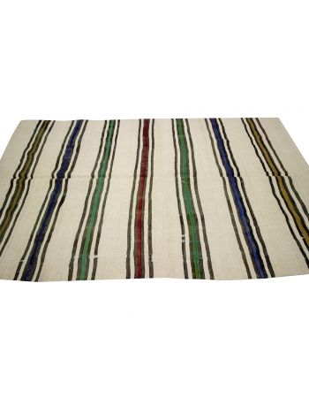 Striped Vintage Hemp Kilim Rug - 4`11" x 9`0"