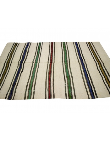 Striped Vintage Hemp Kilim Rug - 4`11" x 9`0"