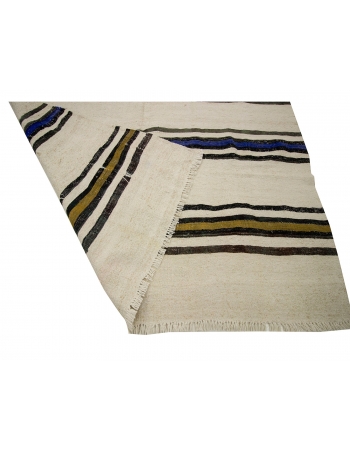 Striped Vintage Hemp Kilim Rug - 4`11" x 9`0"