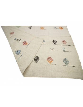 Large Vintage Embroidered Hemp Kilim  - 6`3