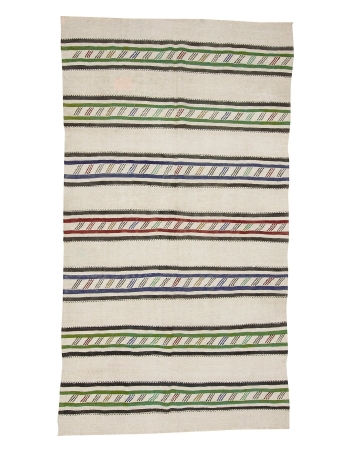 Vintage Striped Hemp Kilim Rug - 5`0" x 8`11"