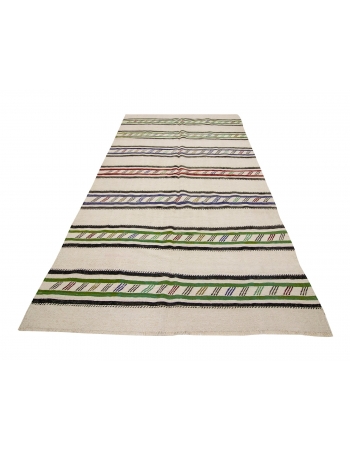 Vintage Striped Hemp Kilim Rug - 5`0" x 8`11"