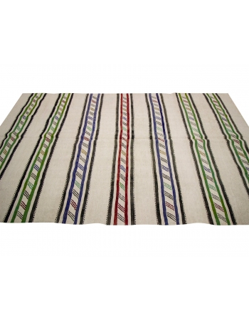 Vintage Striped Hemp Kilim Rug - 5`0" x 8`11"