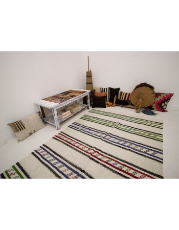 Vintage Striped Hemp Kilim Rug - 5`0" x 8`11"