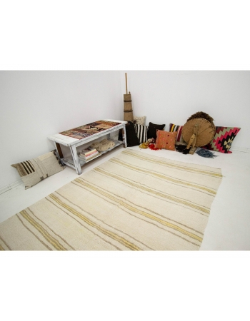 Striped Vintage Hemp Kilim Rug - 5`3" x 8`8"