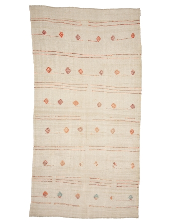 Embroidered Vintage Hemp Kilim Rug - 6`7" x 12`10"