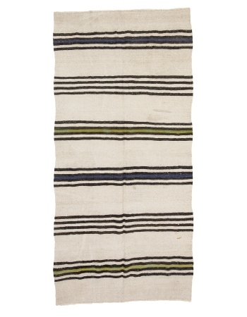 Striped Decorative Vintage Hemp Rug - 4`3" x 9`0"