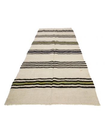 Striped Decorative Vintage Hemp Rug - 4`3" x 9`0"