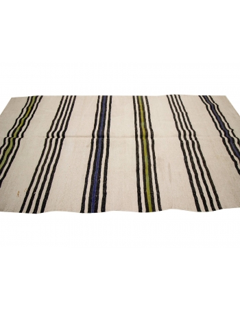 Striped Decorative Vintage Hemp Rug - 4`3" x 9`0"